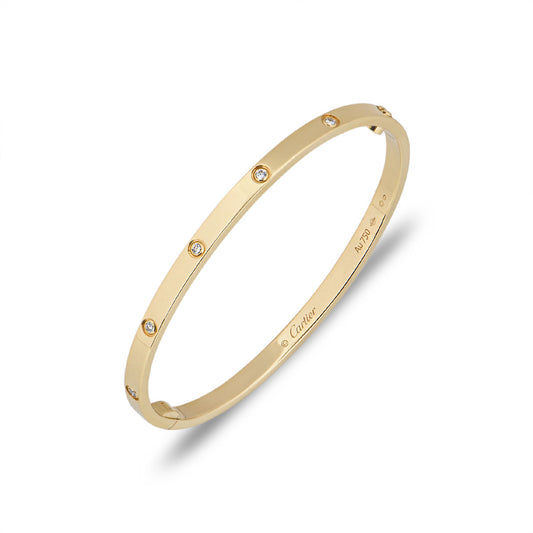 Cartier Yellow Gold Full Diamond Love Bracelet Sm Size 16 B6047816