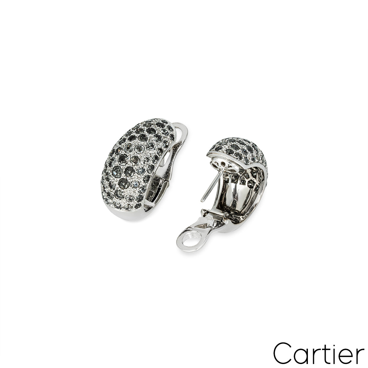 Cartier Sauvage Metissage White Gold Grey Diamond Bombe Earrings