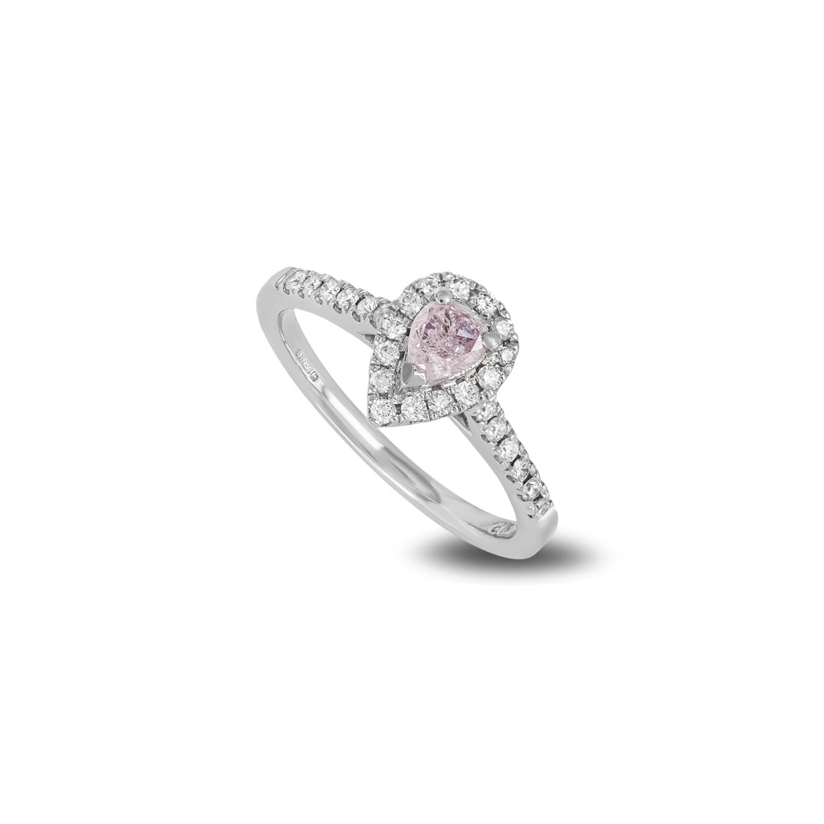 White Gold Fancy Light Purplish Pink Pear Cut Diamond Ring 0.31CT