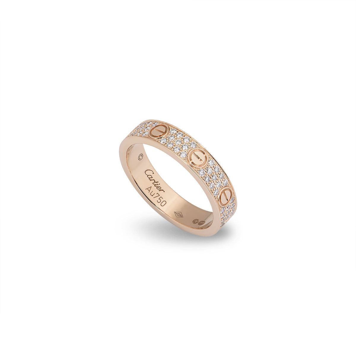 Cartier Rose Gold Pave Diamond Wedding Love Ring Size 52 B4085800