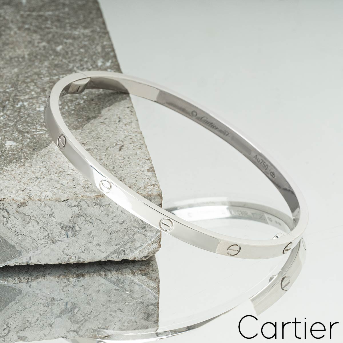 Cartier White Gold Plain Love Bracelet Sm Size 16 B6047416