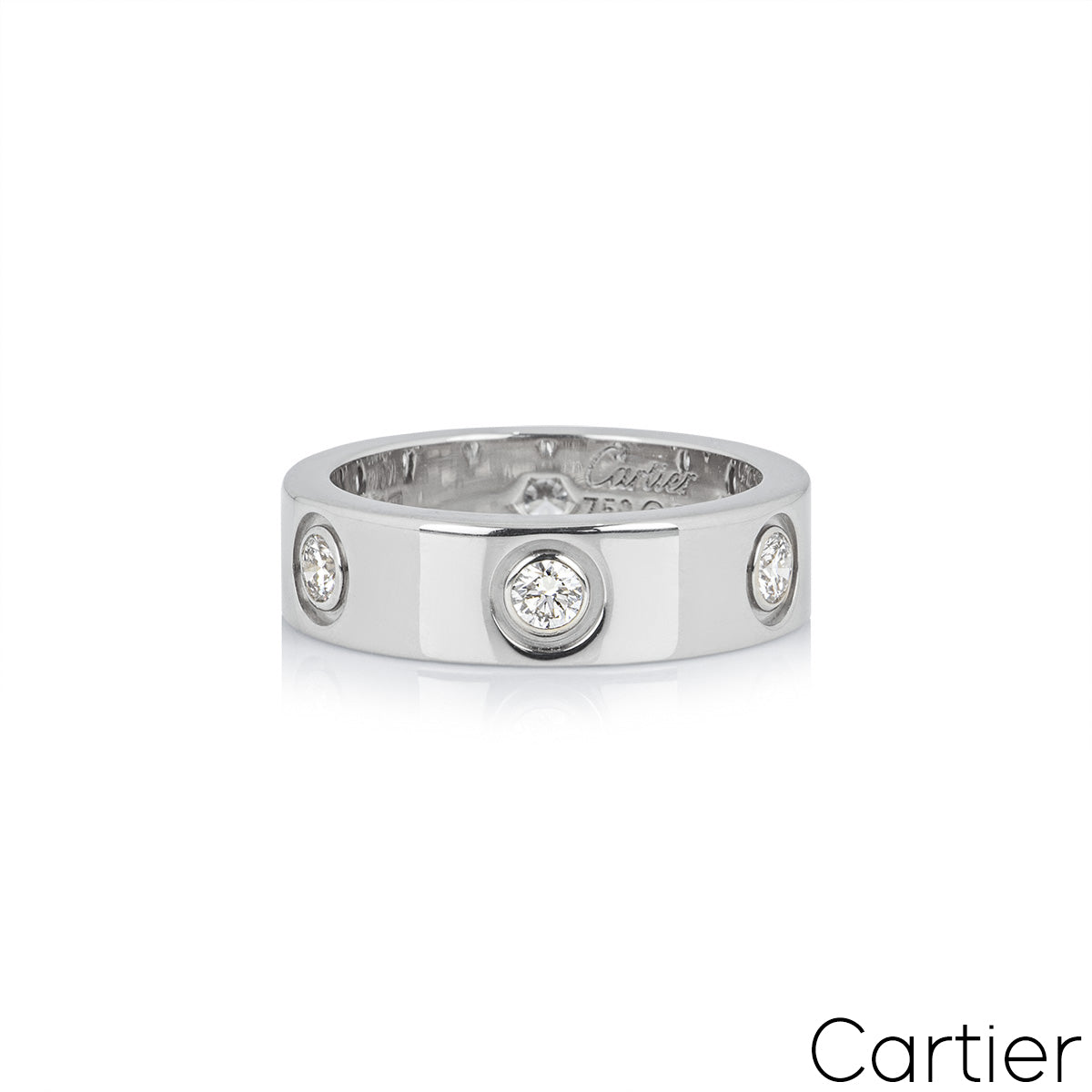 Cartier White Gold Full Diamond Love Ring Size 49 B4026000