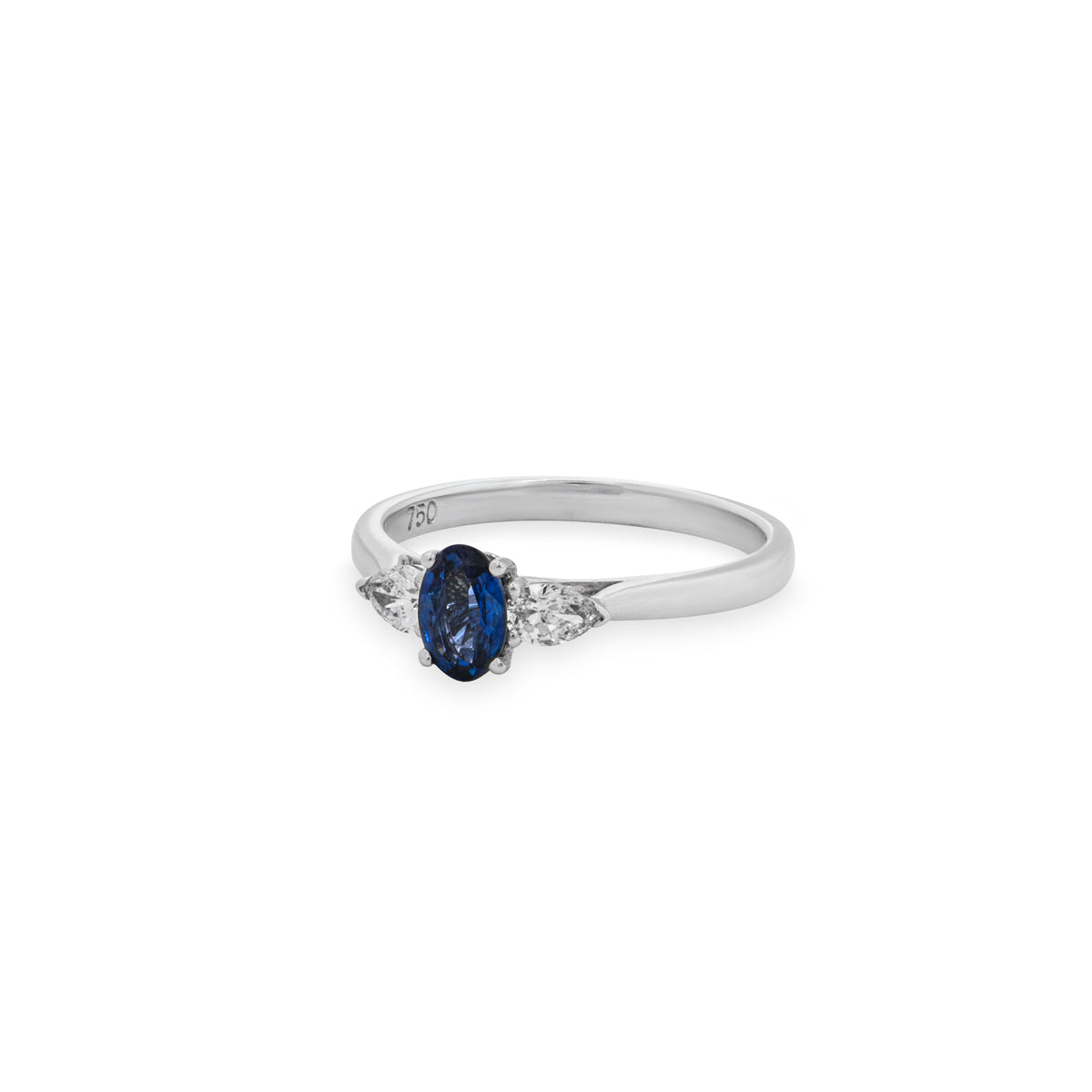 White Gold Sapphire & Diamond Three Stone Ring 0.26CT