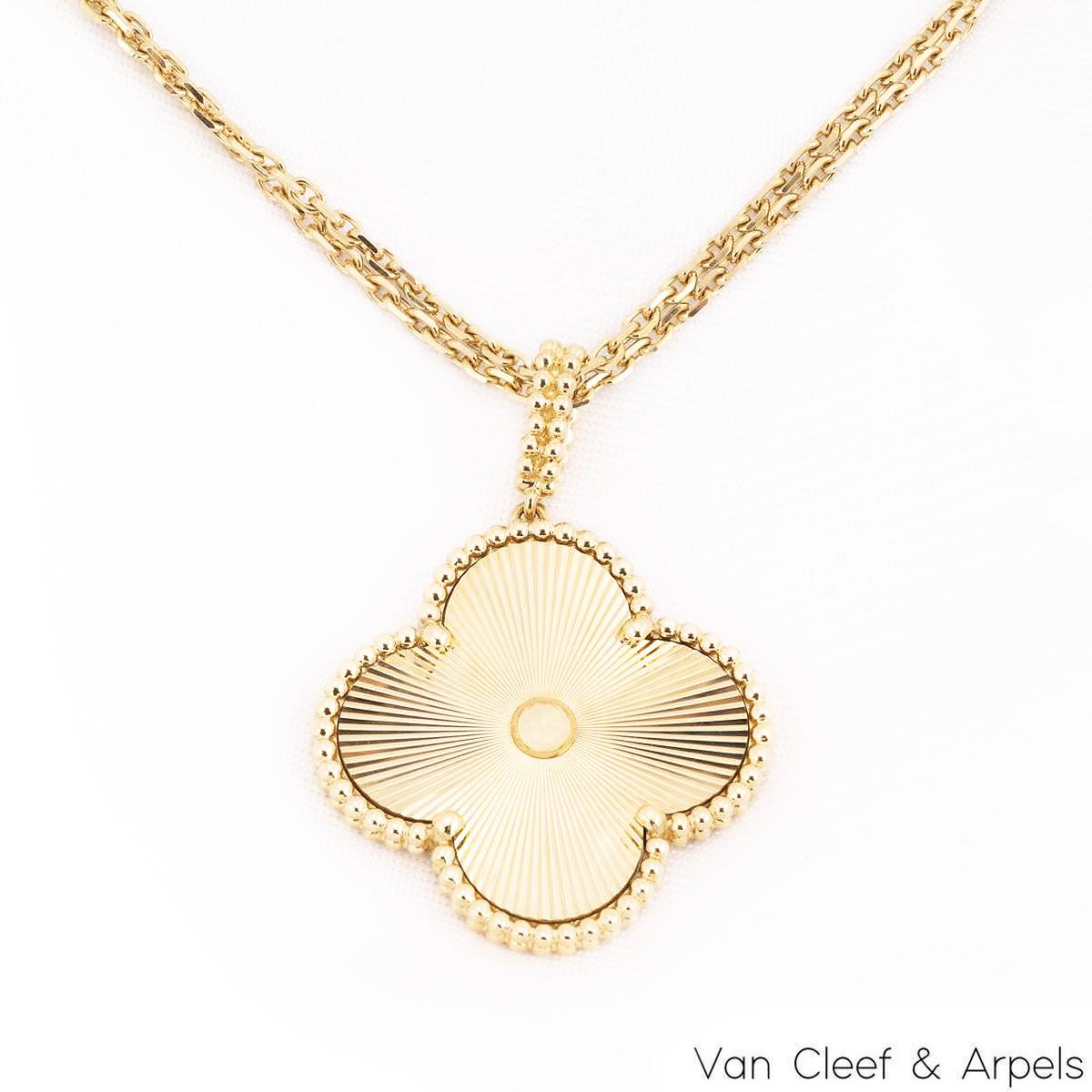 Van Cleef & Arpels Yellow Gold Guilloche Magic Alhambra Necklace VCARP4KO00