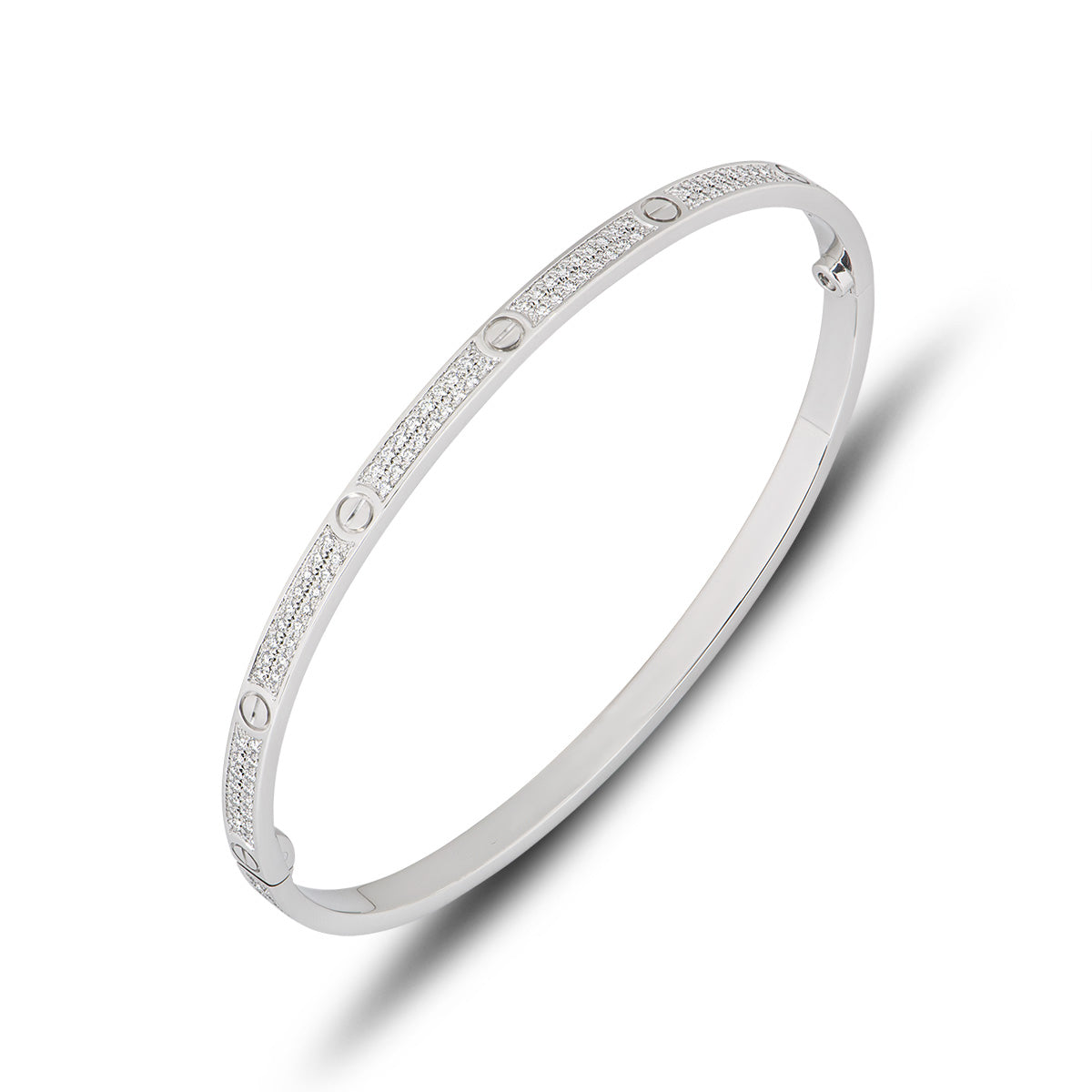 Cartier White Gold Pave Diamond Sm Love Bracelet Size 18 N6710818