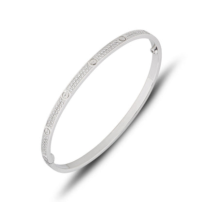 Cartier White Gold Pave Diamond Sm Love Bracelet Size 18 N6710818