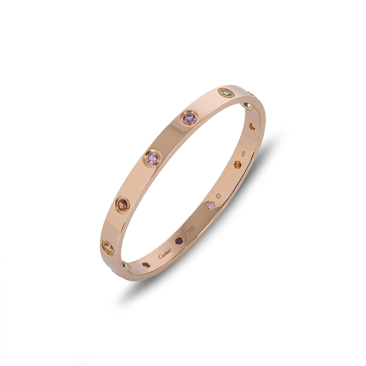 Cartier Rose Gold Coloured Stones Love Bracelet Size 18 B6036518