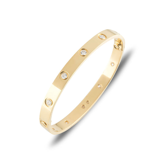 Cartier Yellow Gold Full Diamond Love Bracelet Size 17 B6040517