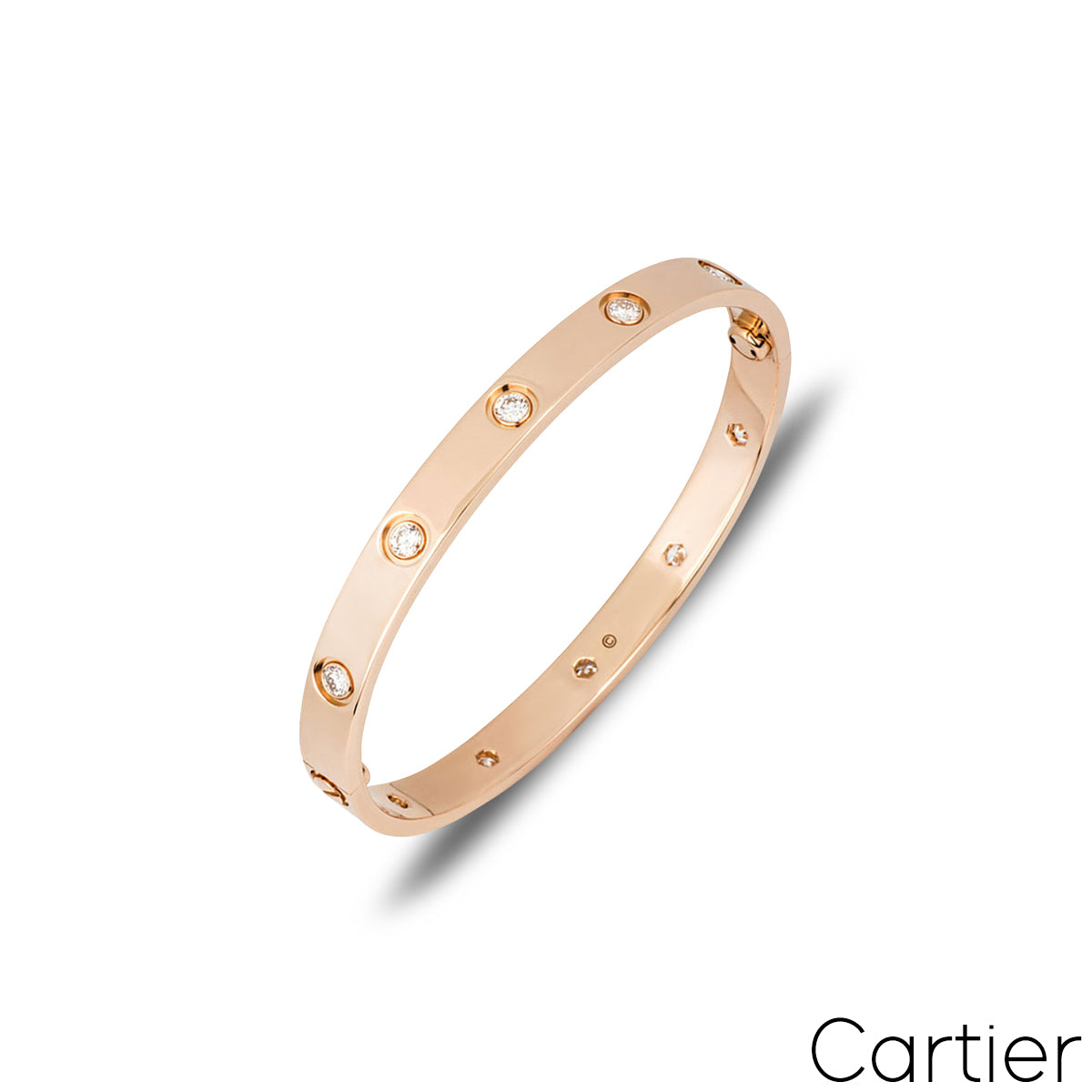 Cartier Rose Gold Full Diamond Love Bracelet Size 15 B6040615