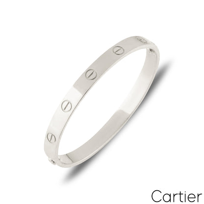 Cartier White Gold Plain Love Bracelet Size 18 B6035418