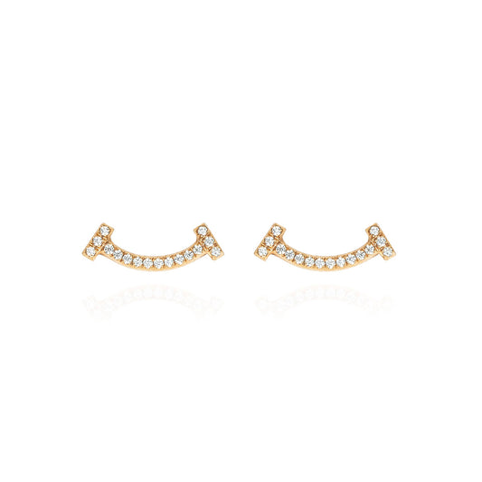 Tiffany & Co. Rose Gold Diamond T Smile Earrings 60150743