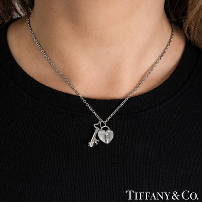 Tiffany & Co. Platinum Diamond Lock & Key Pendant