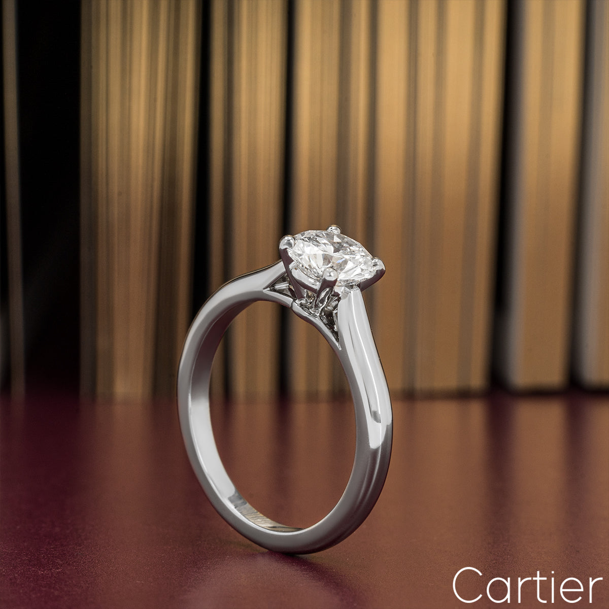 Cartier Platinum Round Brilliant Cut Diamond Solitaire 1895 Ring 1.21CT F/VVS1 Xxx