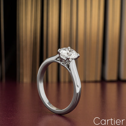 Cartier Platinum Round Brilliant Cut Diamond Solitaire 1895 Ring 1.21CT F/VVS1 Xxx