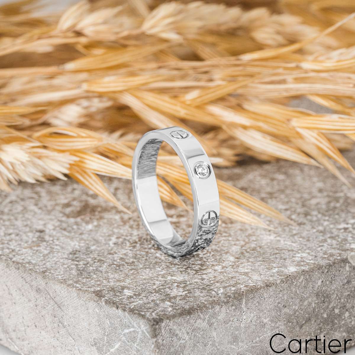 Cartier White Gold Diamond Love Wedding Band Size 48 B4050500