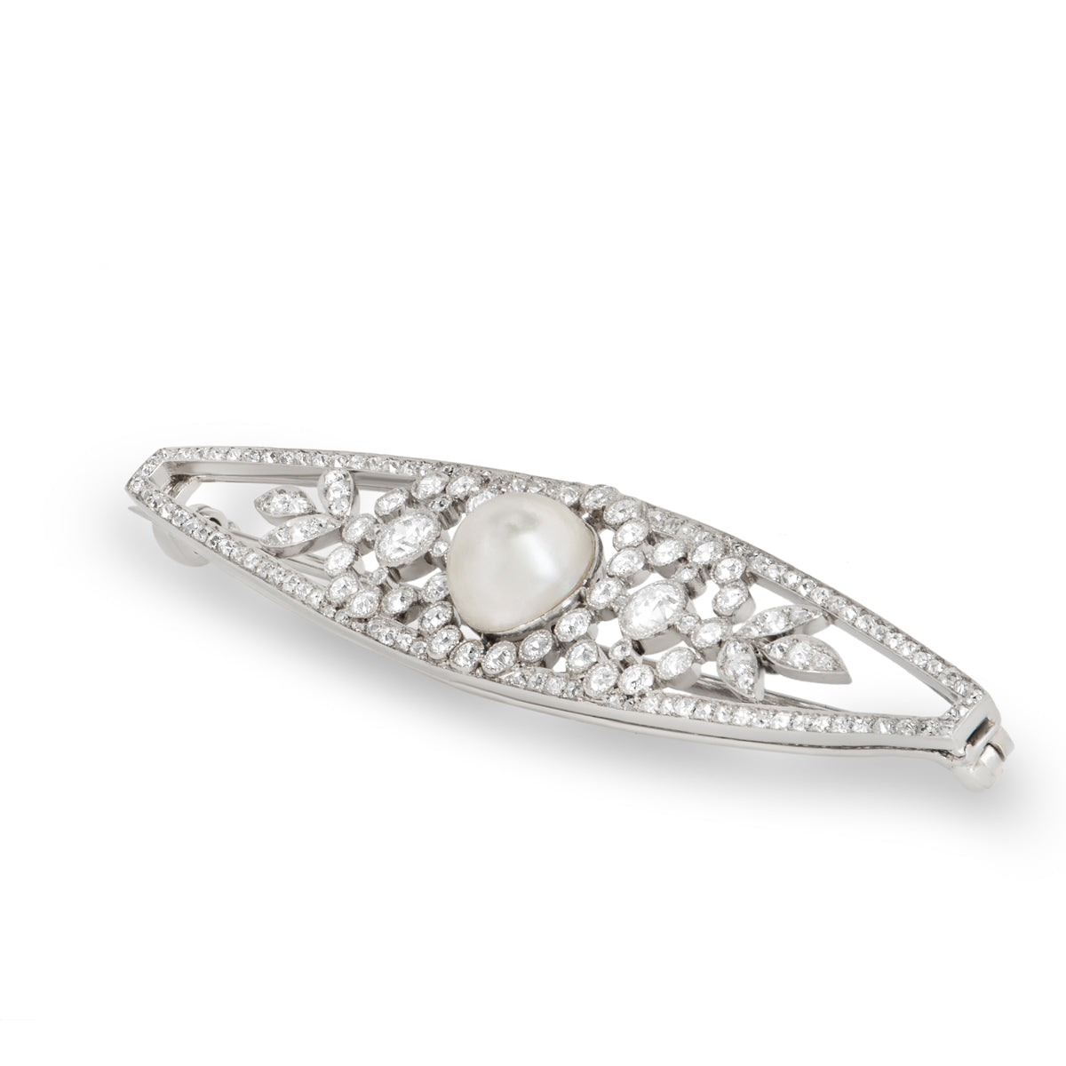 Platinum Pearl & Diamond Brooch