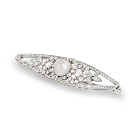 Platinum Pearl & Diamond Brooch