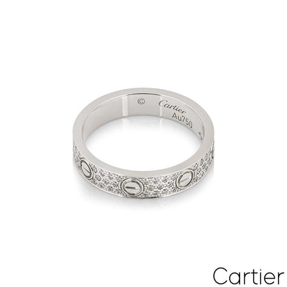 Cartier White Gold Pave Diamond Wedding Love Ring Size 54 B4083400