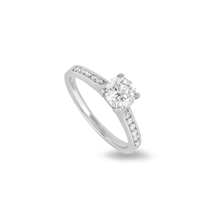 White Gold Round Brilliant Cut Diamond Ring 0.90CT H/VS1