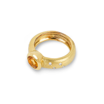 Yellow Gold Citrine & Diamond Ring 1.15CT