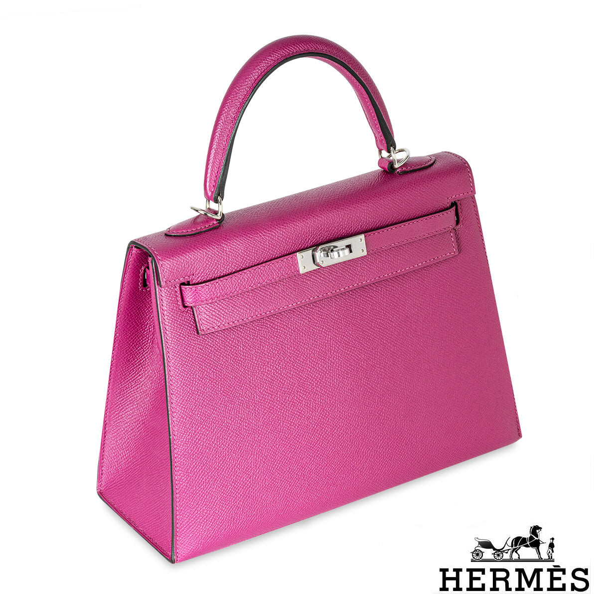 Hermés Kelly Sellier 25CM Rose Pourpre Epsom Phw