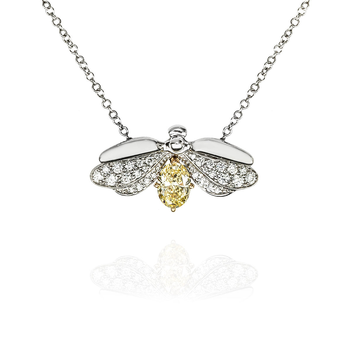 Tiffany & Co. Platinum Fancy Intense Yellow Diamond Paper Flowers Firefly Pendant 0.44CT