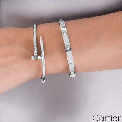 Cartier White Gold Full Diamond Love Bracelet Size 20 B6040720