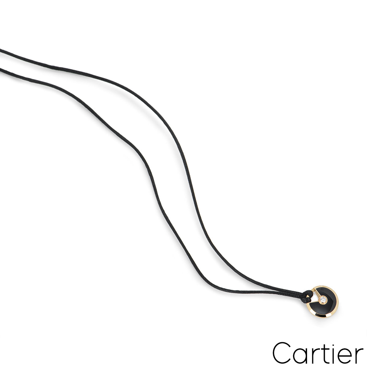 Cartier Rose Gold Diamond & Onyx Amulette De Cartier Necklace