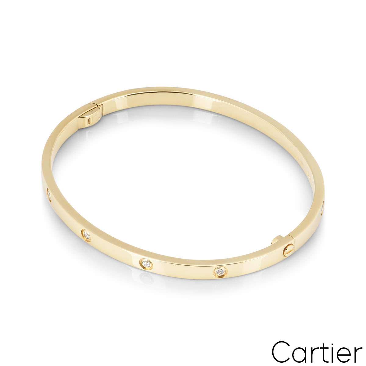 Cartier Yellow Gold Full Diamond Love Bracelet Sm Size 16 B6047816