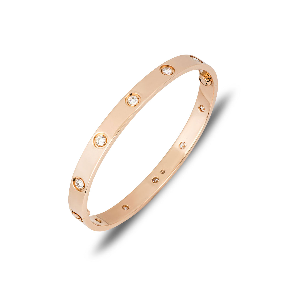 Cartier Rose Gold Full Diamond Love Bracelet Size 18 B6040618