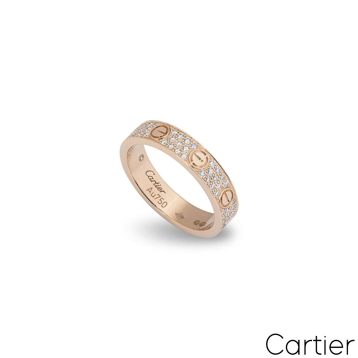 Cartier Rose Gold Pave Diamond Wedding Love Ring Size 49 B4085800