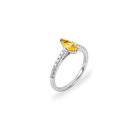 White Gold Yellow Sapphire & Diamond Ring 0.57CT