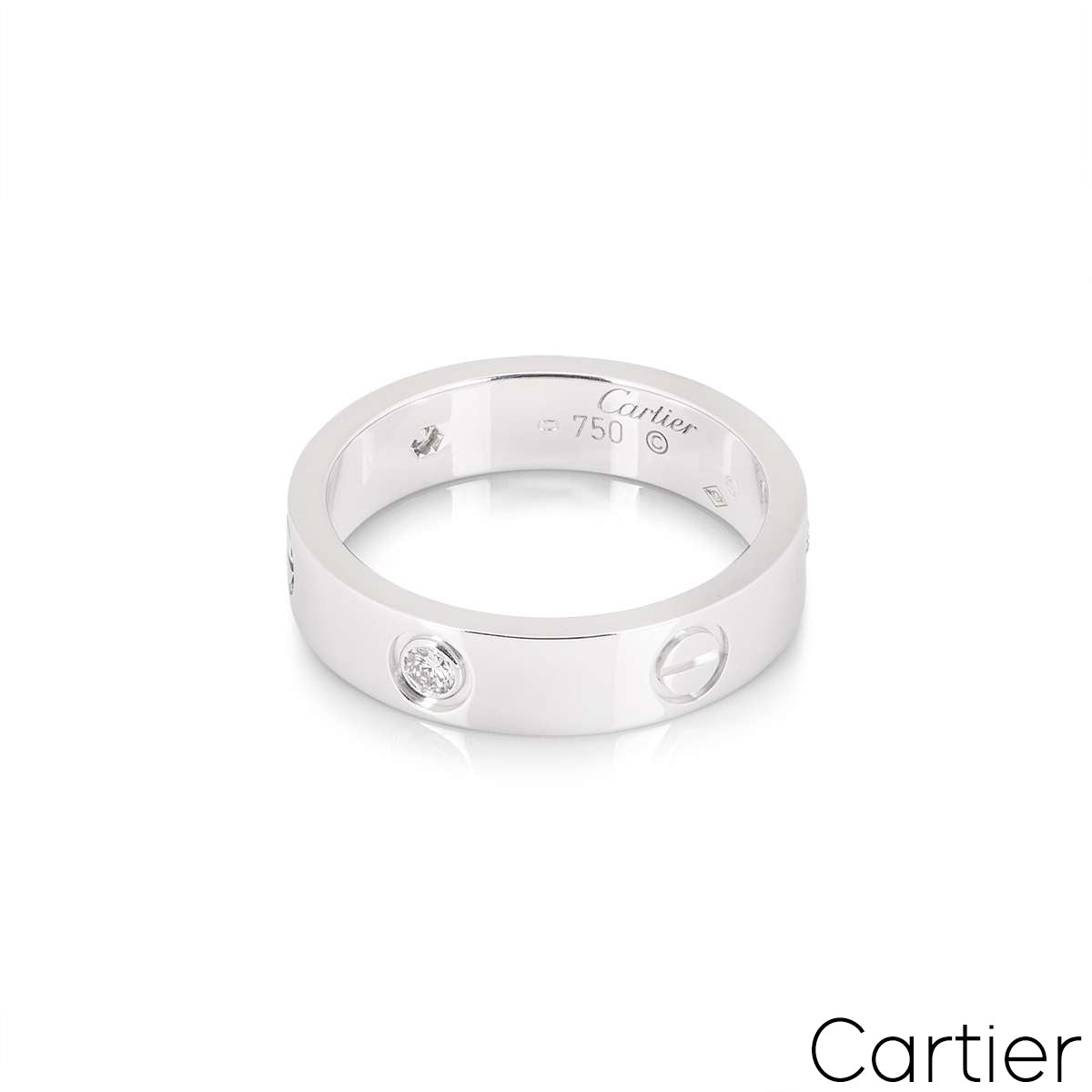 Cartier White Gold Half Diamond Love Ring Size 49 B4032500