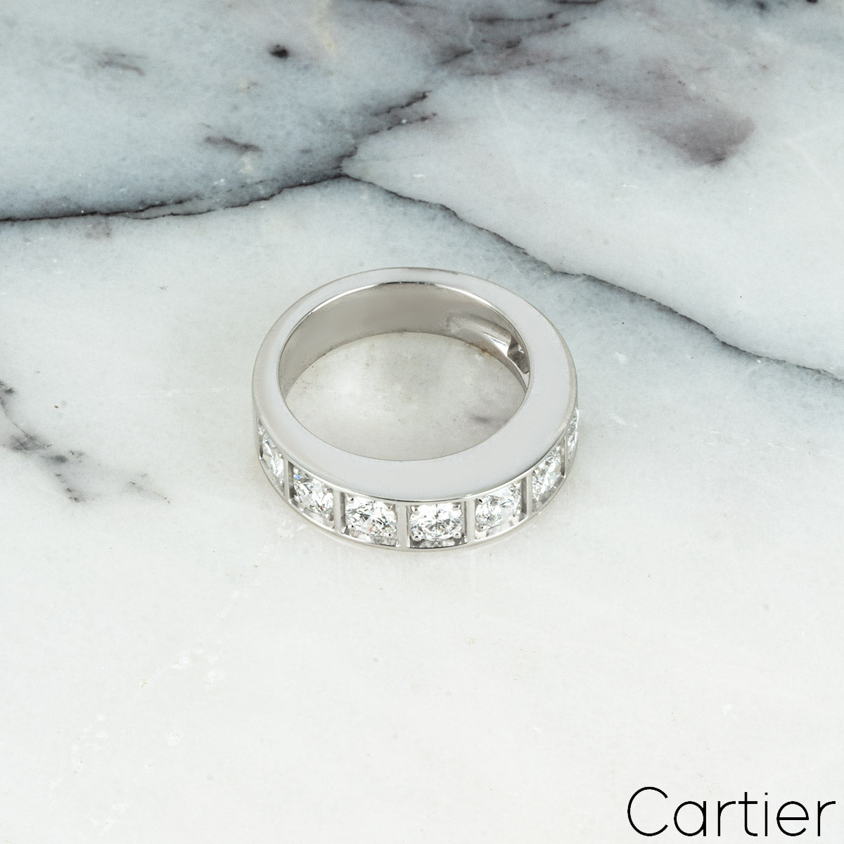 Cartier White Gold Half Diamond Love Ring Size 49 B4032500