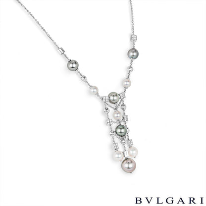 Bvlgari White Gold Pearl & Diamond Lucea Necklace