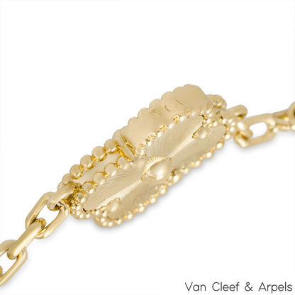 Van Cleef & Arpels Yellow Gold Guilloche Vintage Alhambra 5 Motif Bracelet VCARP3JK00