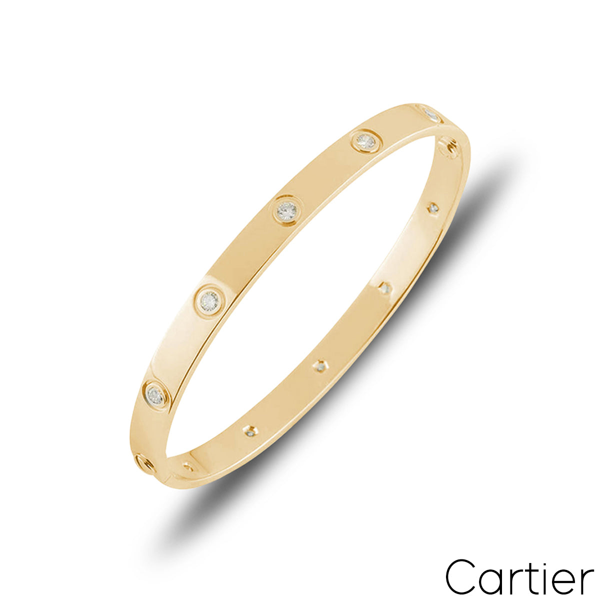 Cartier Yellow Gold Full Diamond Love Bracelet Size 18 B6040518