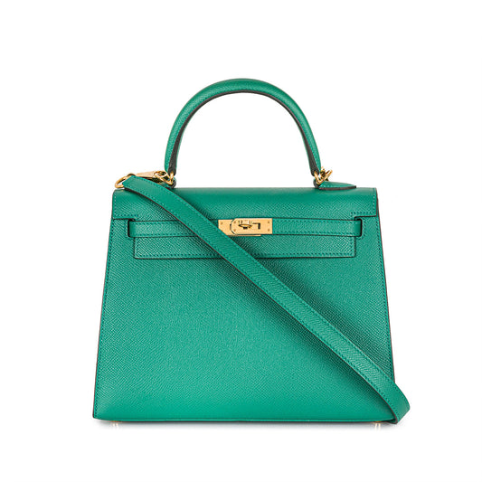 Hermès Kelly Sellier 25CM Vert Verone Veau Epsom Ghw