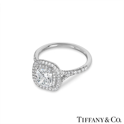 Tiffany & Co. Platinum Cushion Cut Diamond Soleste Ring 1.55CT G/VS1