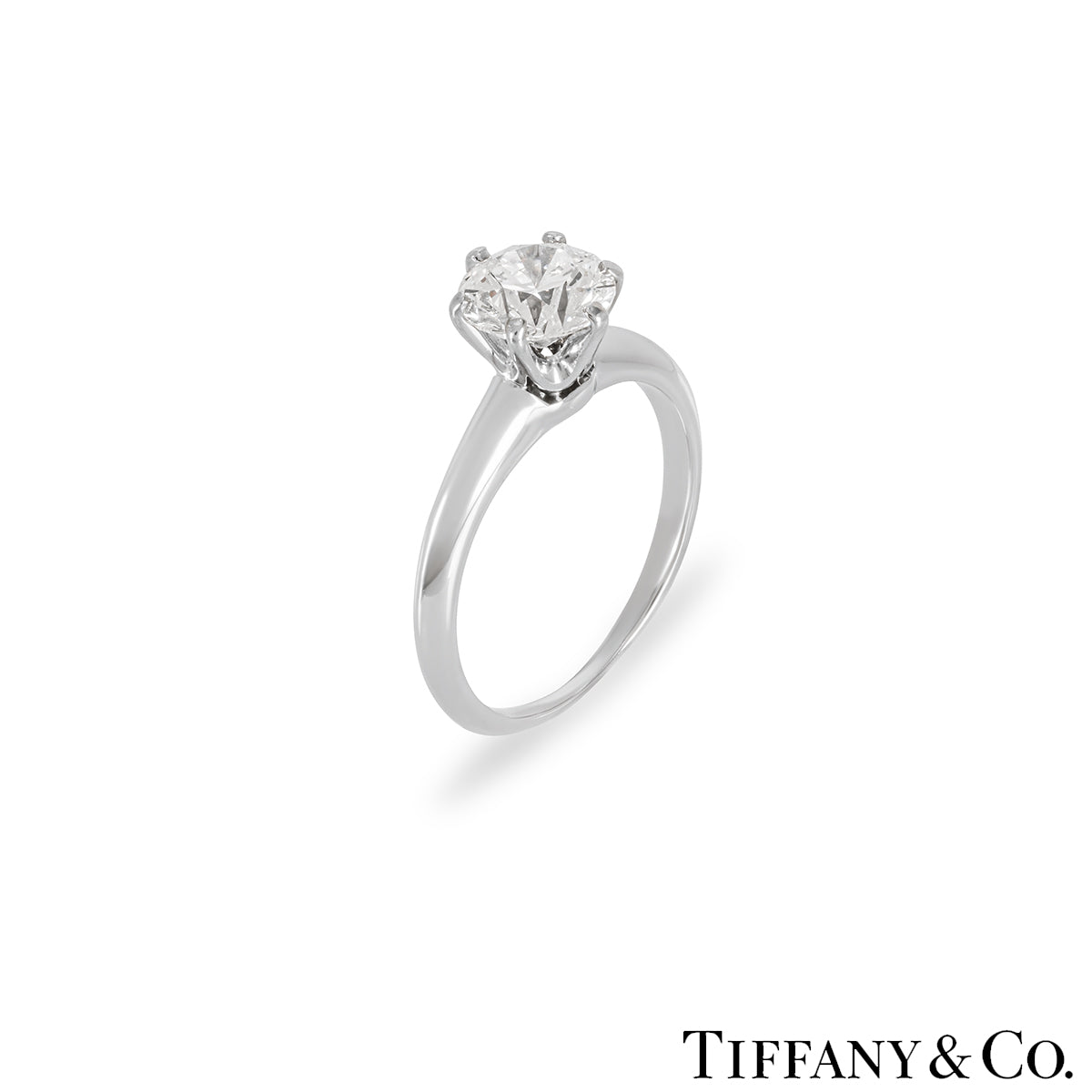 Tiffany & Co. Platinum Round Brilliant Cut Diamond Setting Ring 1.18CT D/VS1 Xxx