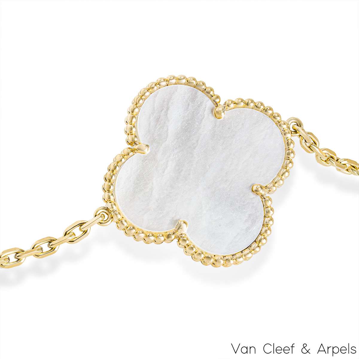 Van Cleef & Arpels Yellow Gold Mother Of Pearl Magic Alhambra 16 Motif Necklace VCARD79300