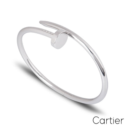 Cartier White Gold Plain Juste Un Clou Bracelet Size 19 B6048319