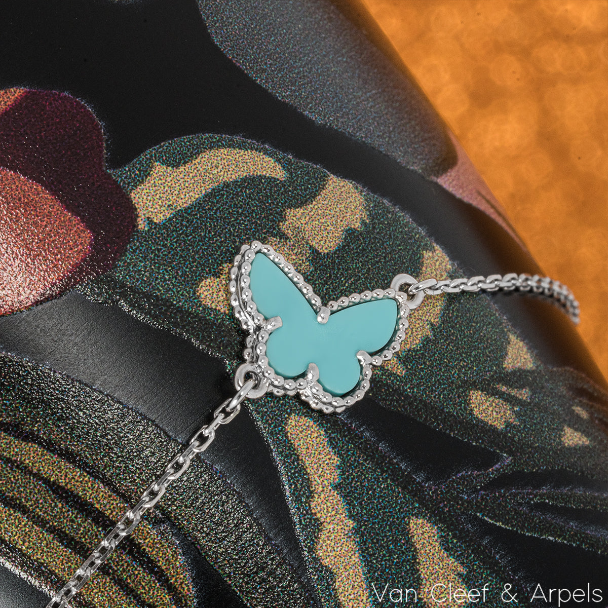 Van Cleef & Arpels White Gold Turquoise Sweet Butterflies Alhambra Bracelet VCARF80400