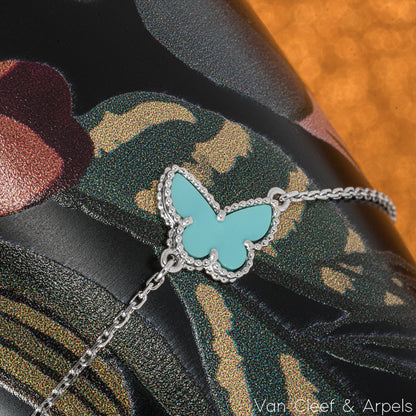 Van Cleef & Arpels White Gold Turquoise Sweet Butterflies Alhambra Bracelet VCARF80400