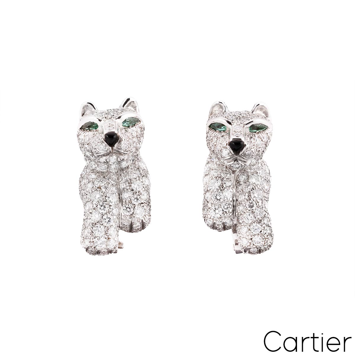 Cartier White Gold Diamond Panthere De Cartier Earrings 2.70CT Tdw