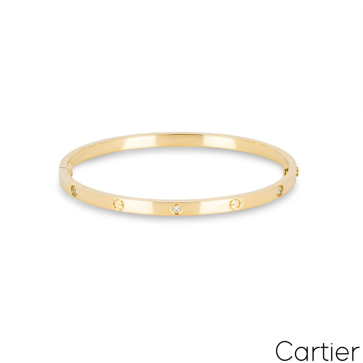 Cartier Yellow Gold Half Diamond Sm Love Bracelet Size 16 B6047216