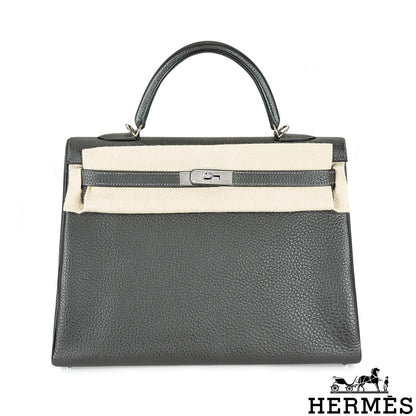 Hermès Kelly II Retourne 35CM Graphite Veau Taurillon Clemence Phw