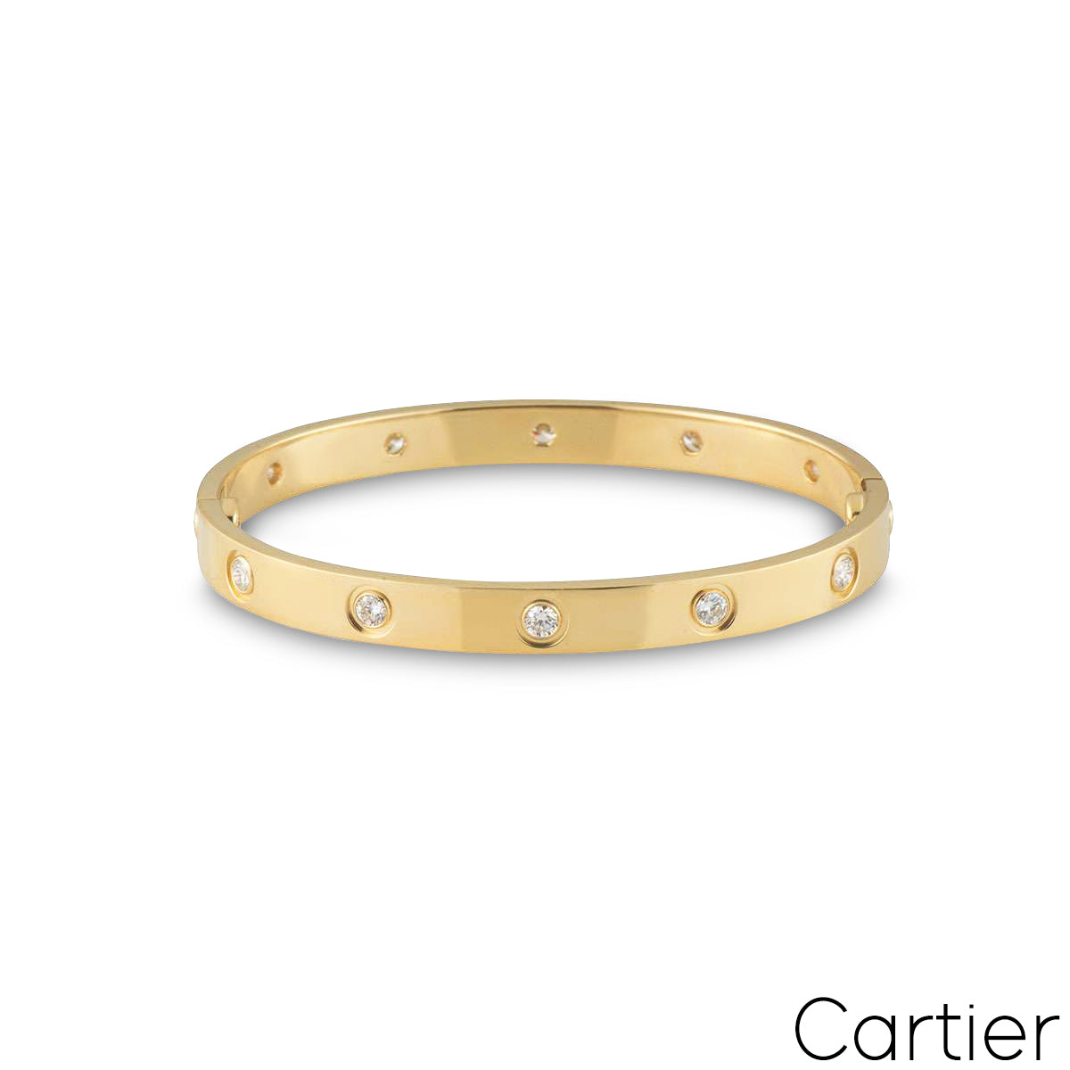 Cartier Yellow Gold Full Diamond Love Bracelet Size 20 B6040520