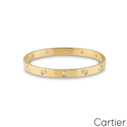 Cartier Yellow Gold Full Diamond Love Bracelet Size 20 B6040520