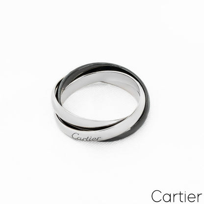 Cartier White Gold And Ceramic Trinity De Cartier Ring Size 63 B4234100